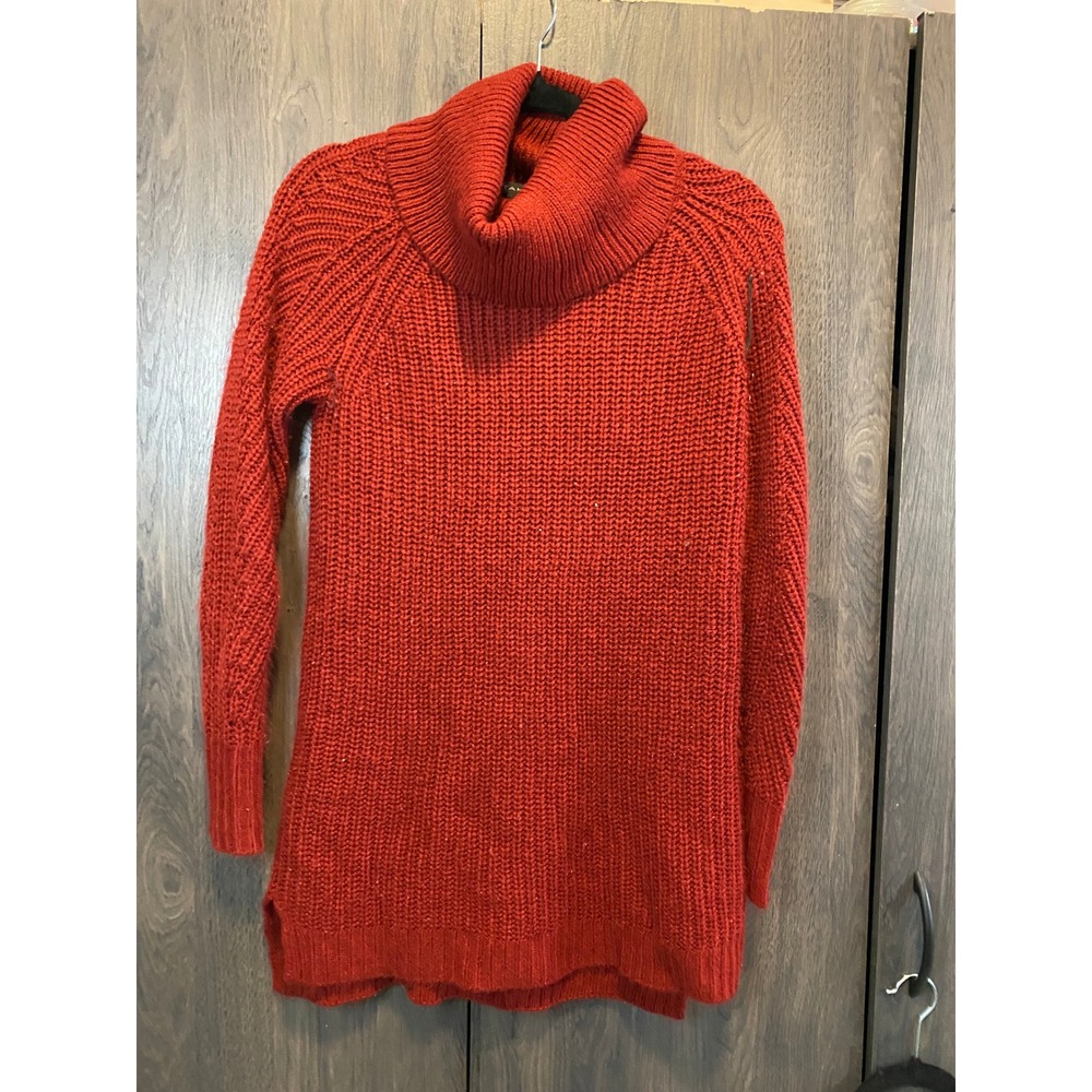 DAMAGED Tahari Womens Red Chunky Shaker Knit Cowl Neck Tunic Sweater Size Medium
